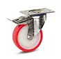 Roulette pivotante à platine et frein chape en acier polyuréthane rouge 100 mm 180 kg - RPU2-100G