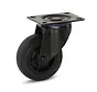 Roulette pivotante en caoutchouc noir avec plateau supérieur - 100mm - 75kg