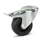 Roulette pivotante en caoutchouc freinée avec trou central - 80mm - 60kg