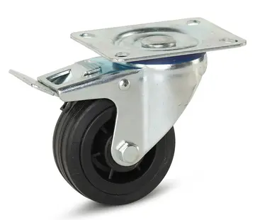 MESO Roulette pivotante en caoutchouc freinée avec plateau supérieur - 80mm - 60kg