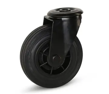MESO Roulette pivotante en caoutchouc noir avec trou central - 125mm - 90kg
