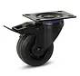 Roulette pivotante en caoutchouc noir freinée avec plateau supérieur - 80mm - 60kg