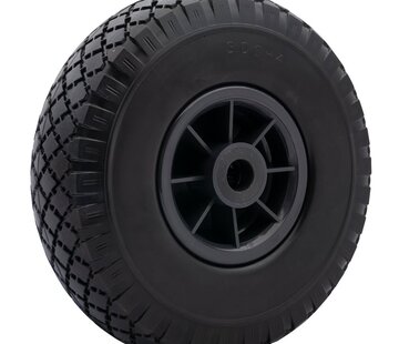 MESO Roue de chariot / Roue de chariot Bolder 3.00-4 - Anti-fuite (PU) Noir/Noir, Capacité de charge 125kg -