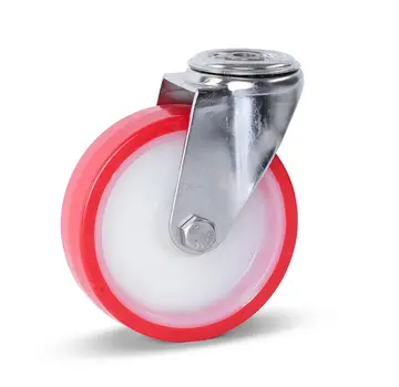 MESO Roulette pivotante en acier inoxydable PU avec trou central - 125mm - 220kg