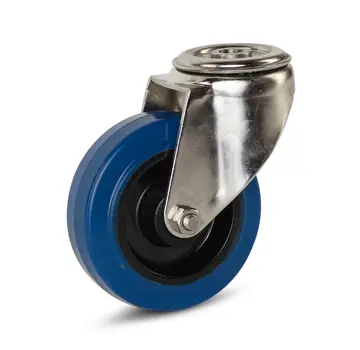 MESO Roulette pivotante en acier inoxydable avec trou central en caoutchouc élastique - 100mm - 100kg