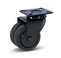 Roulette noire double pivotante avec plateau supérieur - 75mm - 150kg