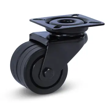 MESO Roulette noire double pivotante avec plateau supérieur - 50mm - 90kg
