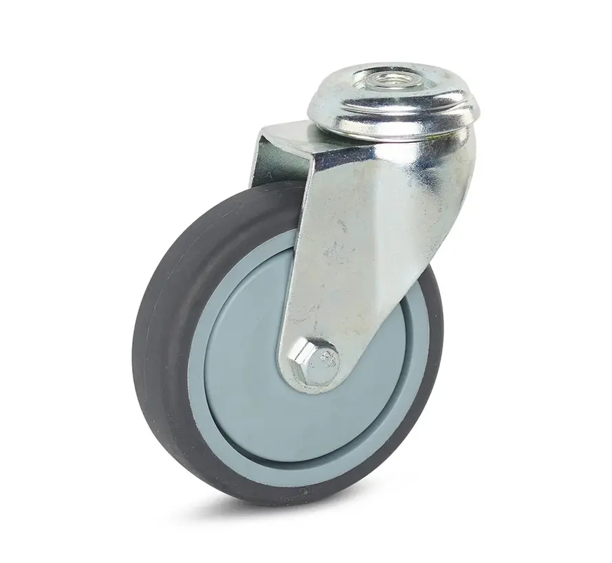 Roulette pivotante de chariot avec trou central - 100mm - 100kg