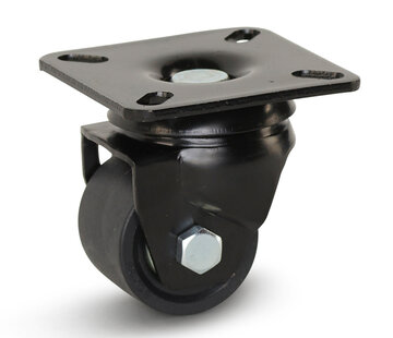 MESO Roulette pivotante en nylon noir avec plaque supérieure - 50mm - 300kg