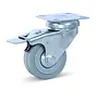 Roulette pivotante en caoutchouc gris freinée avec plateau supérieur - 50mm - 50kg