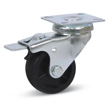 MESO Roue pivotante PP noire freinée avec plateau supérieur - 50mm - 50kg