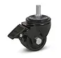 Roulette pivotante en nylon noir pour charges lourdes, freinée avec filetage - 75mm - 600kg
