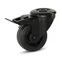 Roulette pivotante en caoutchouc noir freinée avec trou central - 80mm - 60kg ZLO