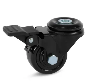 MESO Roulette pivotante en nylon noir freinée avec trou central - 50mm - 150kg