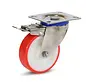 Roulette pivotante en acier inoxydable PU freinée avec plateau supérieur - 100mm - 120kg - A