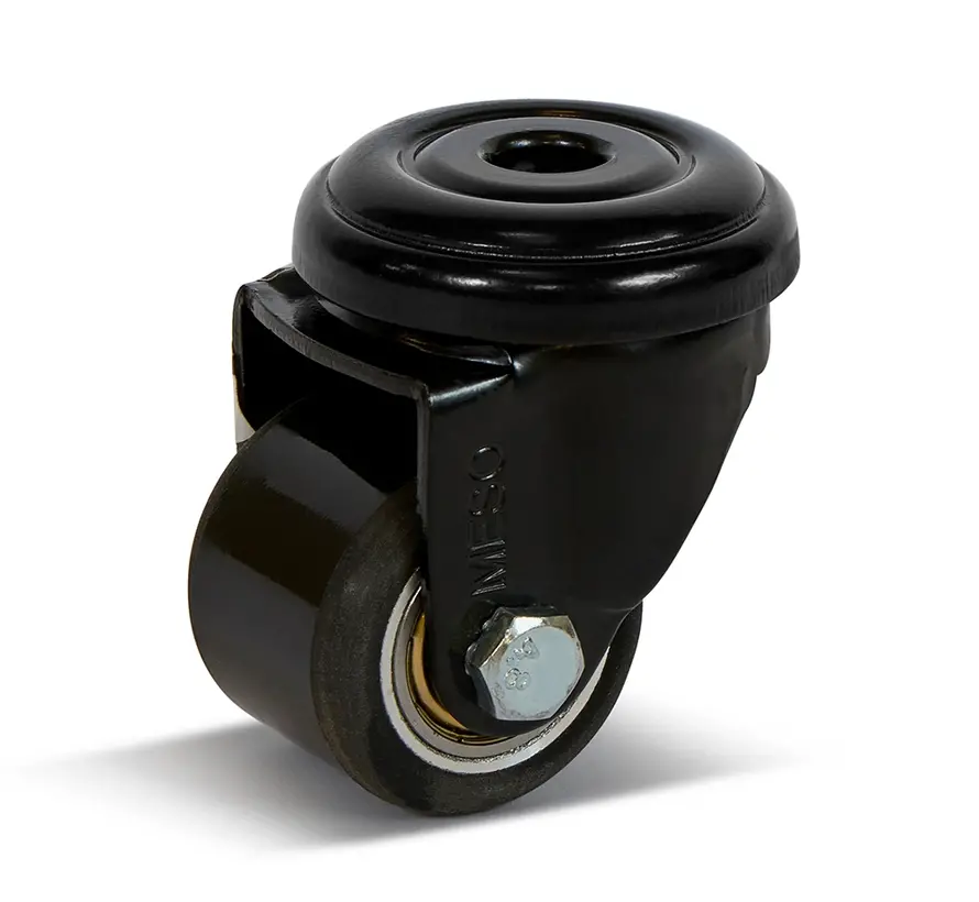 Roulette pivotante en PU avec trou central - 35mm - 100kg