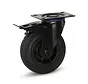Roulette pivotante en caoutchouc noir freinée avec plateau supérieur - 125mm - 150kg