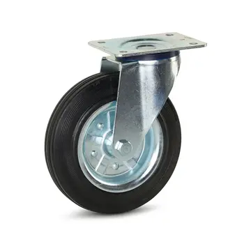 MESO Roulette pivotante en caoutchouc avec plateau supérieur - 200mm - 250kg