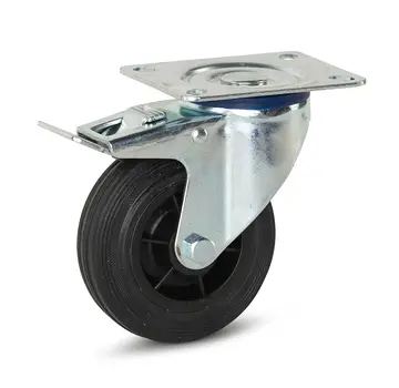MESO Roulette pivotante en caoutchouc freinée avec plateau supérieur - 100mm - 100kg