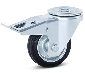 MESO Roulette pivotante en caoutchouc inodore freinée avec trou central - 80mm - 80kg