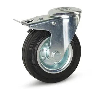 MESO Roulette pivotante en caoutchouc inodore freinée avec trou central - 125mm - 150kg