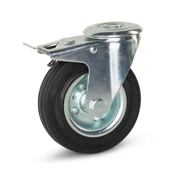 MESO Roulette pivotante en caoutchouc inodore freinée avec trou central - 125mm - 150kg