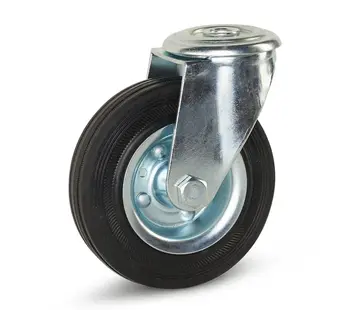 MESO Roulette pivotante en caoutchouc inodore avec trou central - 125mm - 150kg