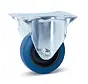 Roulette fixe en caoutchouc élastique bleu - 80mm - 100kg