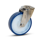 Roulette pivotante en acier inoxydable PU bleu avec trou de boulon -125mm - 220kg