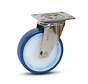 Roulette pivotante en acier inoxydable PU bleu avec plateau supérieur -125mm - 220kg