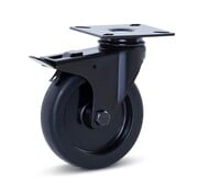 MESO Roulette de meuble pivotante noire freinée avec plateau supérieur - 100mm - 90kg