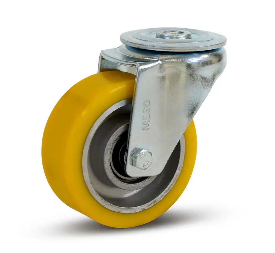 Roulette pivotante en PU avec trou de boulon - 100mm - 350kg