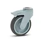 Roulette pivotante en plastique gris freinée avec trou de boulon - 125mm - 100kg