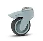 Roulette pivotante en plastique gris freinée avec trou de boulon - 100mm - 100kg