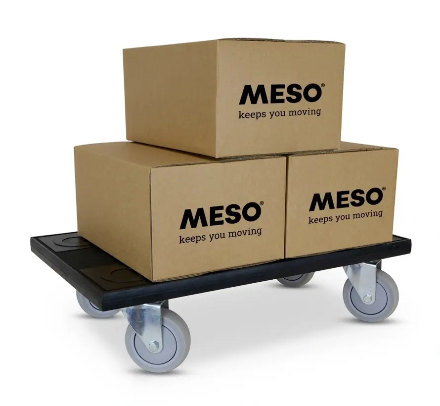 Rouleau de meuble 4 x freiné - Roue en caoutchouc - 580mm x 350mm - 350kg