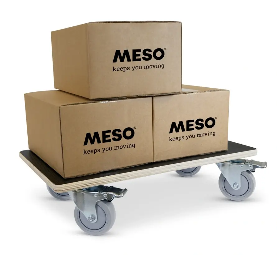 Rouleau de meuble 4 x freiné - Roue en caoutchouc - 575mm x 350mm - 350kg