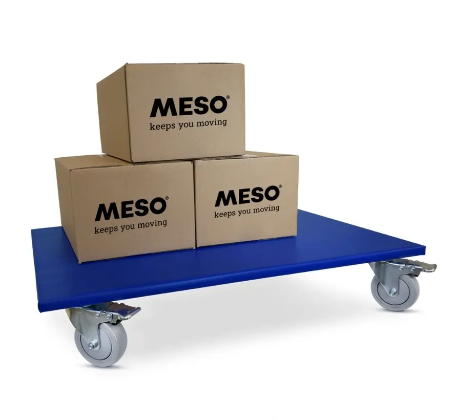 Rouleau de meuble 4 x freiné - Roue en caoutchouc - 800mm x 600mm - 350kg