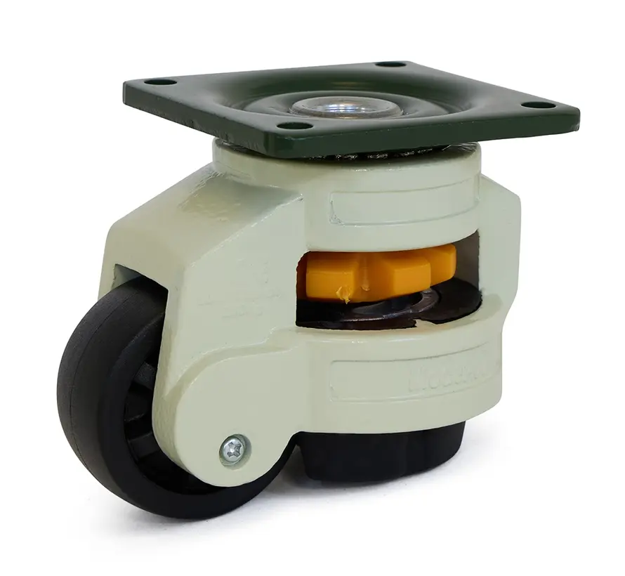 Roulette pivotante de levage en nylon noir avec plateau supérieur - 50mm - 250kg