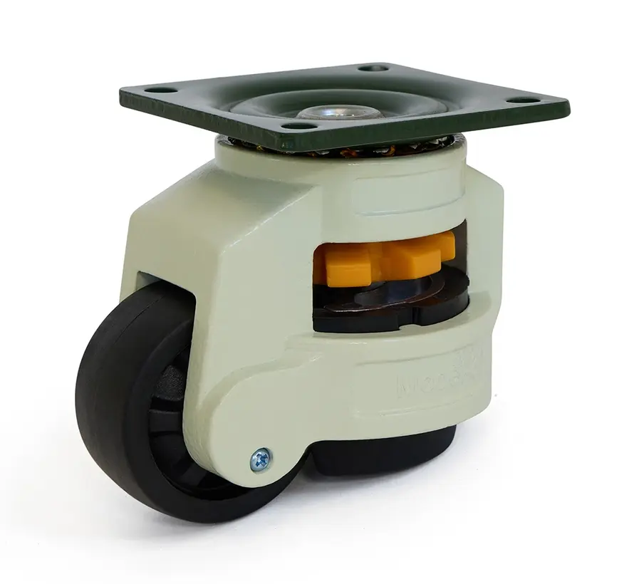 Roulette pivotante de levage en nylon noir avec plateau supérieur - 62mm - 500kg