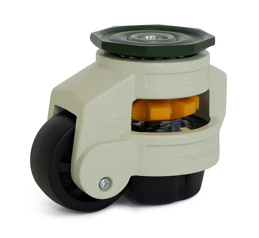 Roulette pivotante de levage en nylon noir avec trou central - 50mm - 250kg