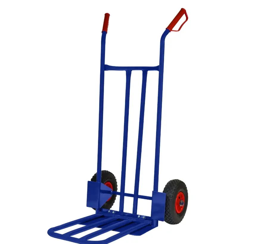 Steekwagen blauw - incl. klep - Max 200 kg - Luchtband Rood/Zwart