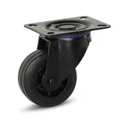 MESO Roulette pivotante en caoutchouc noir avec plaque supérieure - 80 mm - 60 kg  - Fin de série