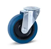 MESO Roulette pivotante en caoutchouc élastique bleu avec trou central - 125 mm - 180 kg - Fin de série
