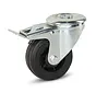Roulette pivotante en caoutchouc avec frein et alésage central - 80 mm - 60 kg - Fin de série
