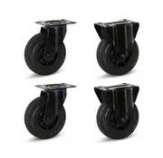MESO Juego de 4 - Ruedas fijas y giratorias de caucho negro(2x) - 125mm - 120kg - Especificaciones por rueda