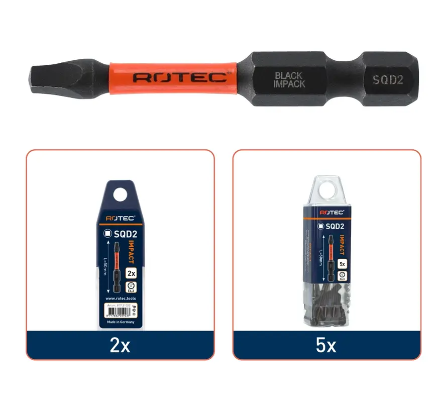 IMPACT - Punta de tornillo - SQD 2 - L=50 - E6.3 - BASIC (5pcs)