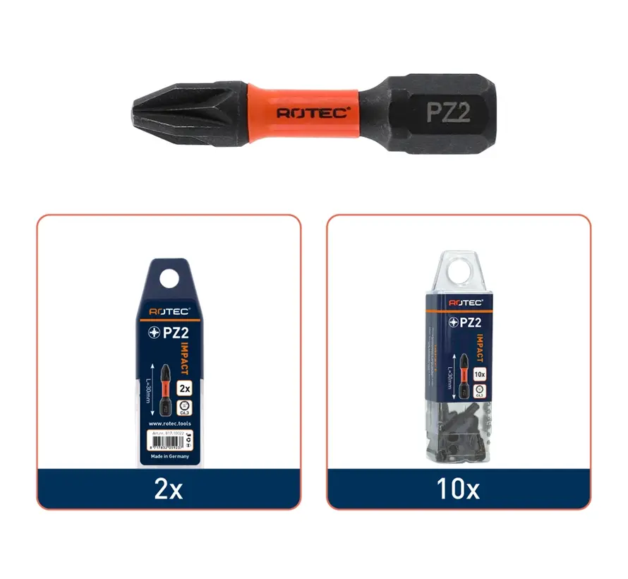 IMPACT - Puntas para tornillos - PZ 2 - L=30 - C6.3 - BASIC (10 piezas)