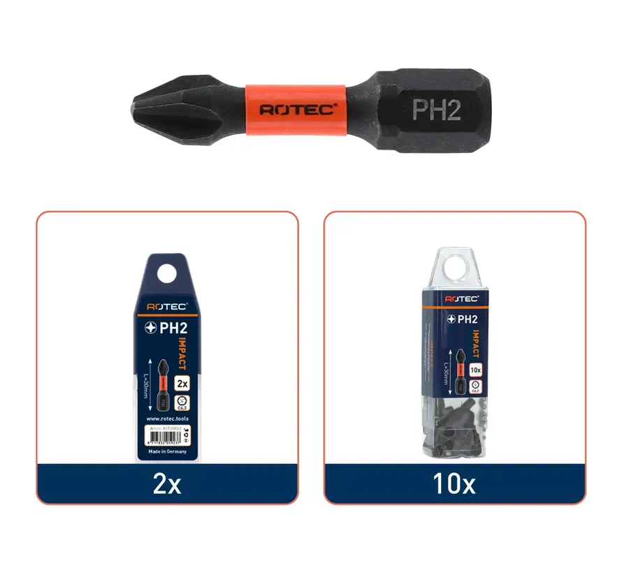 IMPACT - Puntas para tornillos - PH 3 - L=30 - C6.3 - BASIC (10 piezas)