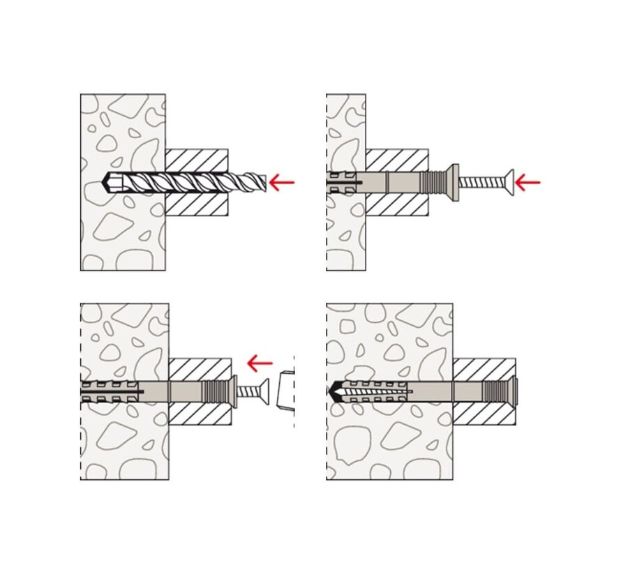 Fischer - N-S - Tacos para clavar/taponar - 6 x 80mm (50 piezas)