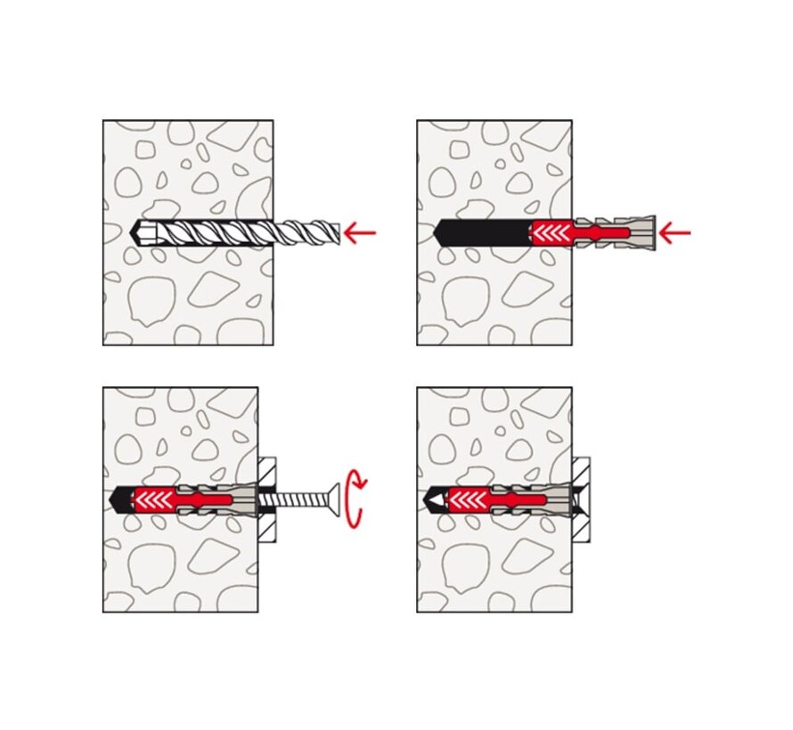 Fischer - Tapón DuopPower - 6x30mm (100 unidades)